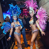 costumed carnival show samba dancers
