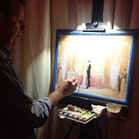 photo of live wedding portrait painter